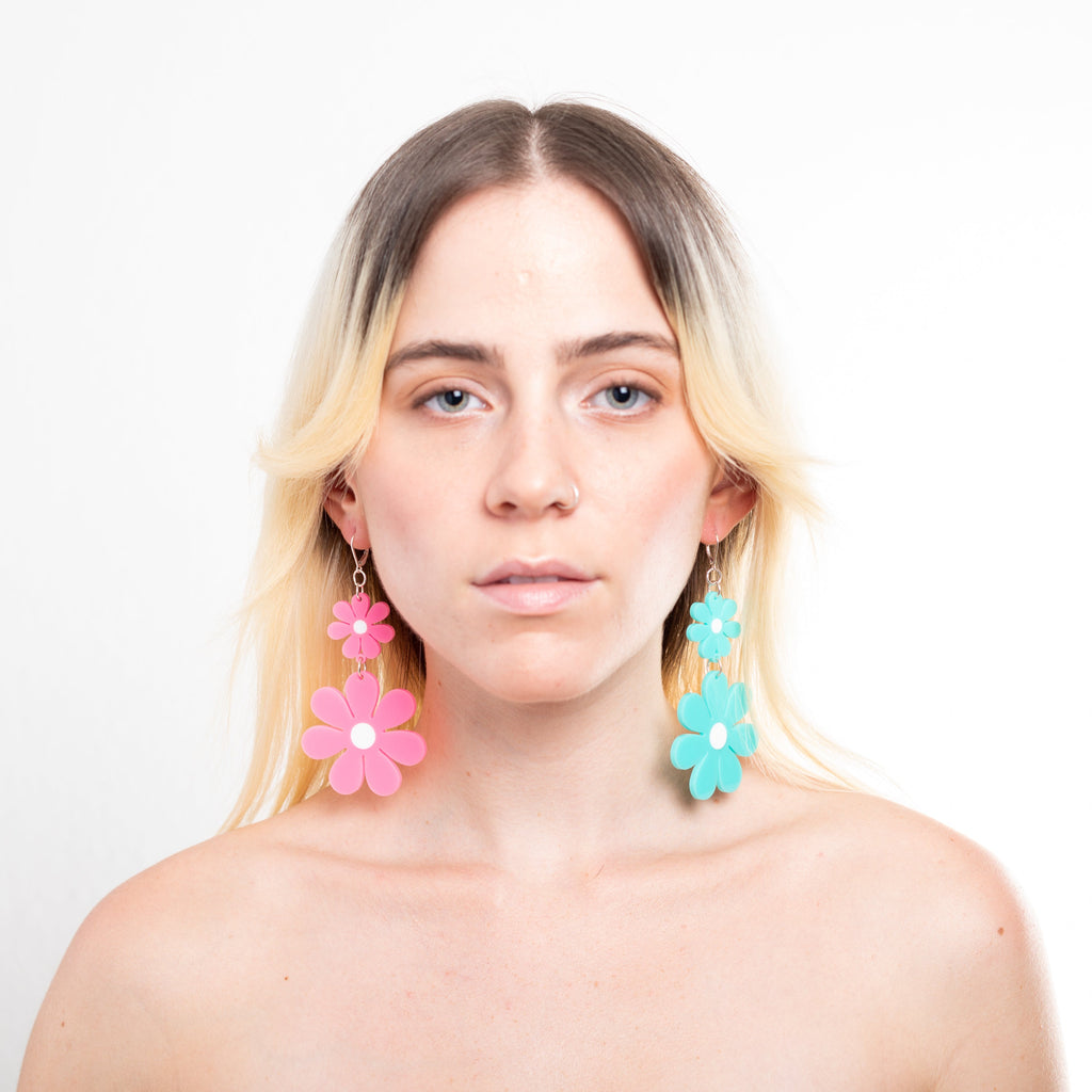 The Double Daisy Dangle Earrings