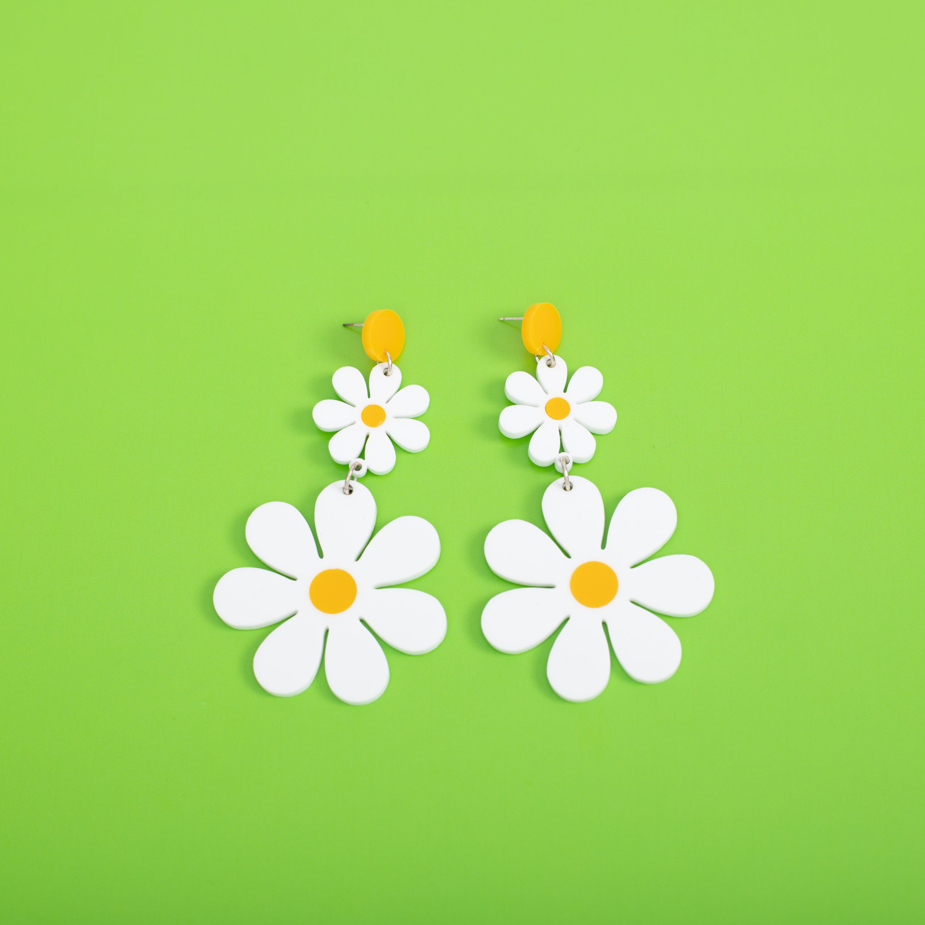 The Double Daisy Hanging Stud Earrings