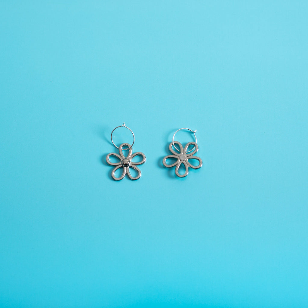 The Metal Daisy Hoop Earrings