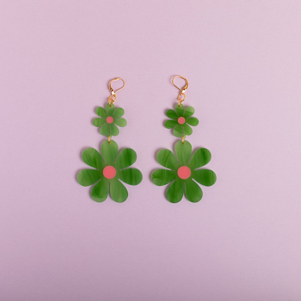 The Double Daisy Dangle Earrings