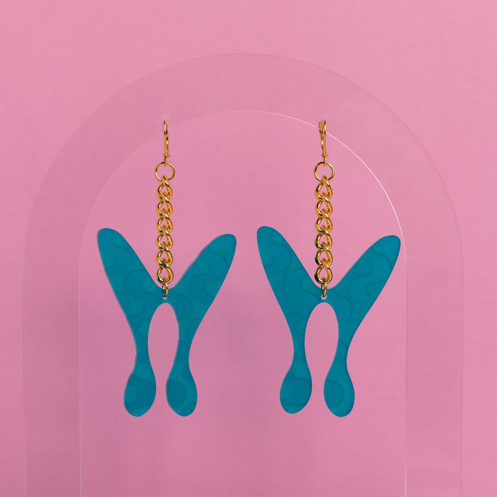 The Wavy Nova Butterfly Chain Earrings