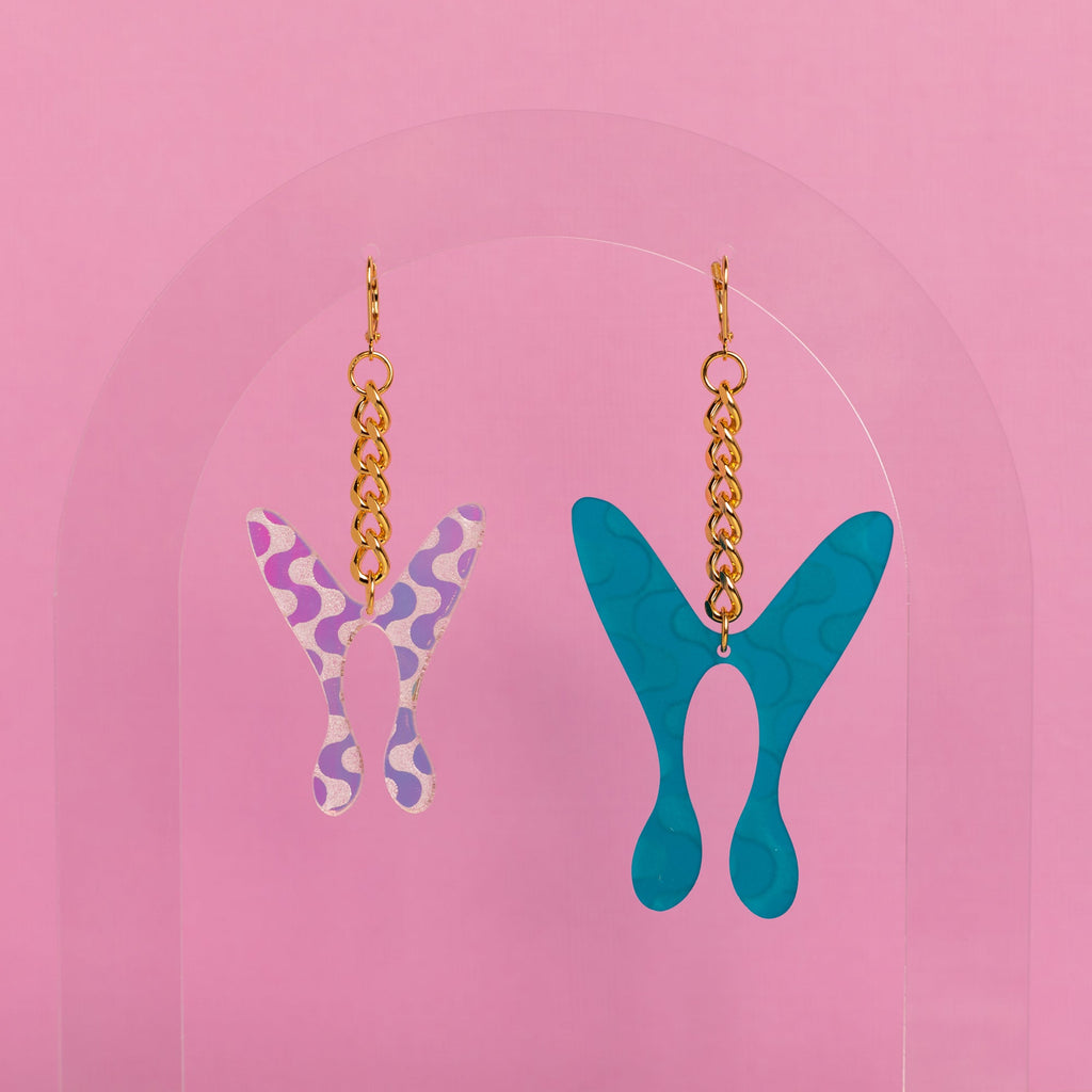 The Wavy Nova Butterfly Chain Earrings