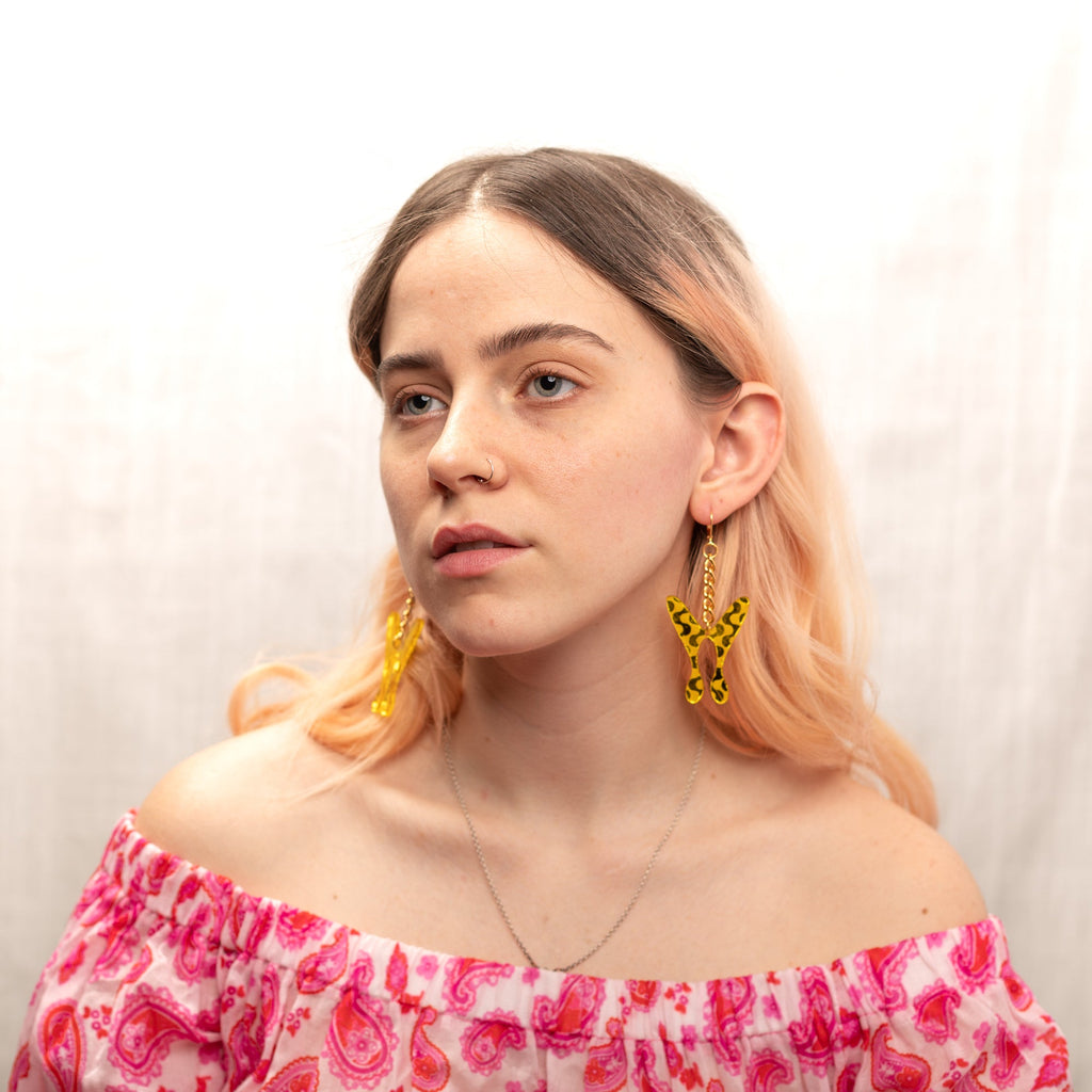 The Wavy Nova Butterfly Chain Earrings