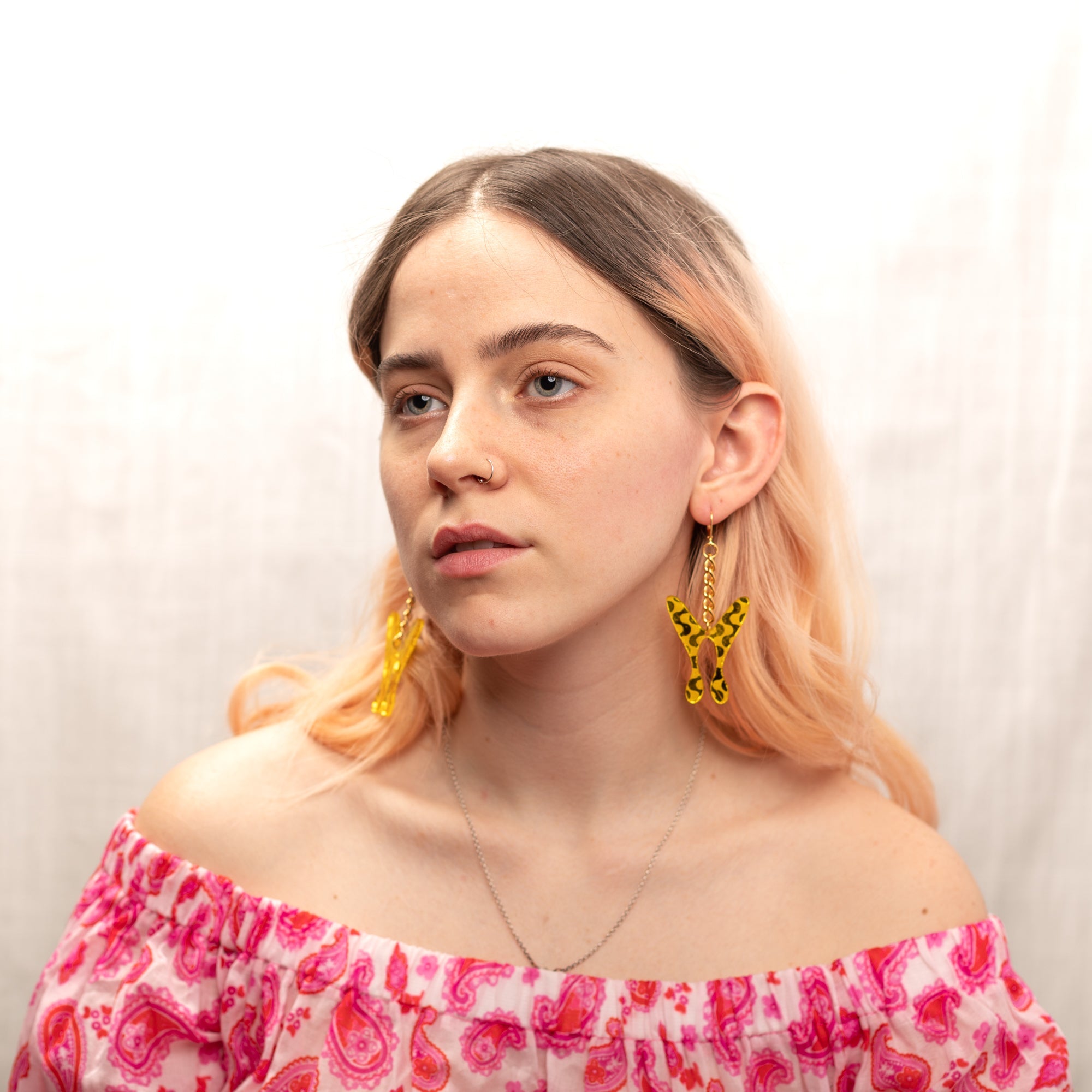 The Wavy Nova Butterfly Chain Earrings