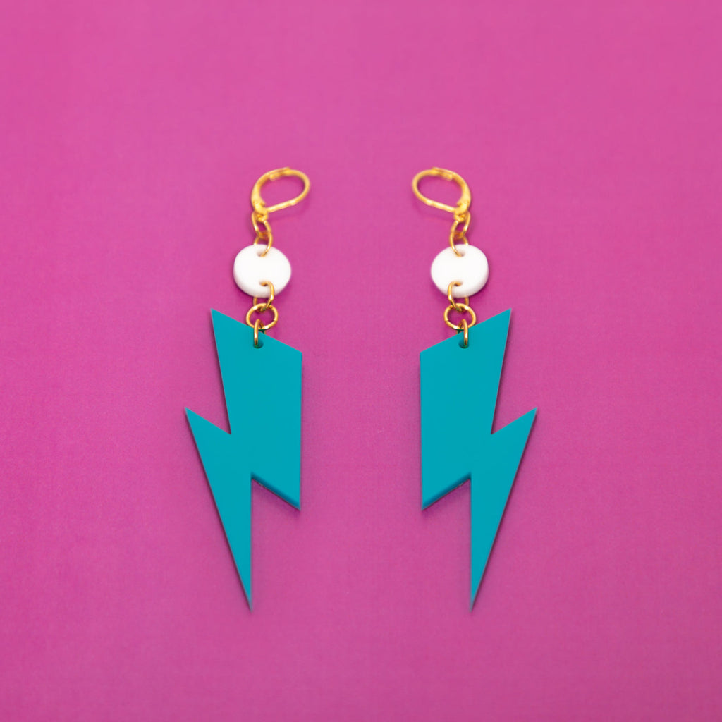 The Ziggy Bolt Dot & Chain Earrings