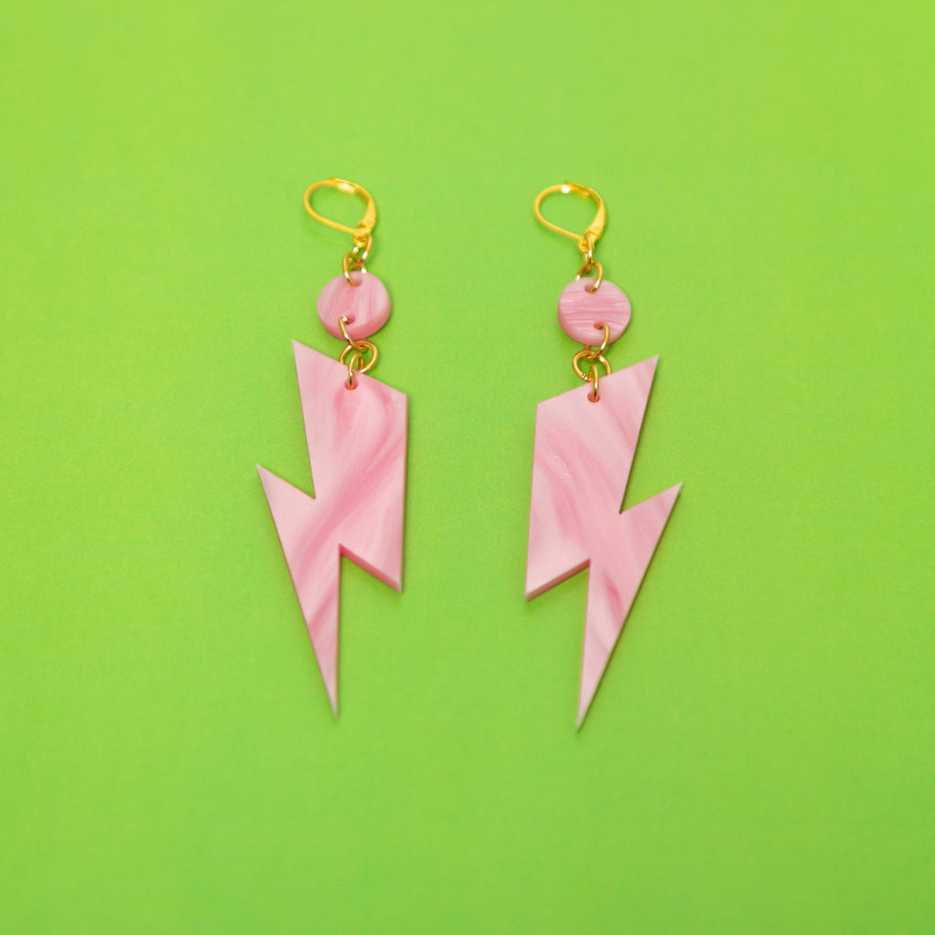 The Ziggy Bolt Dot & Chain Earrings
