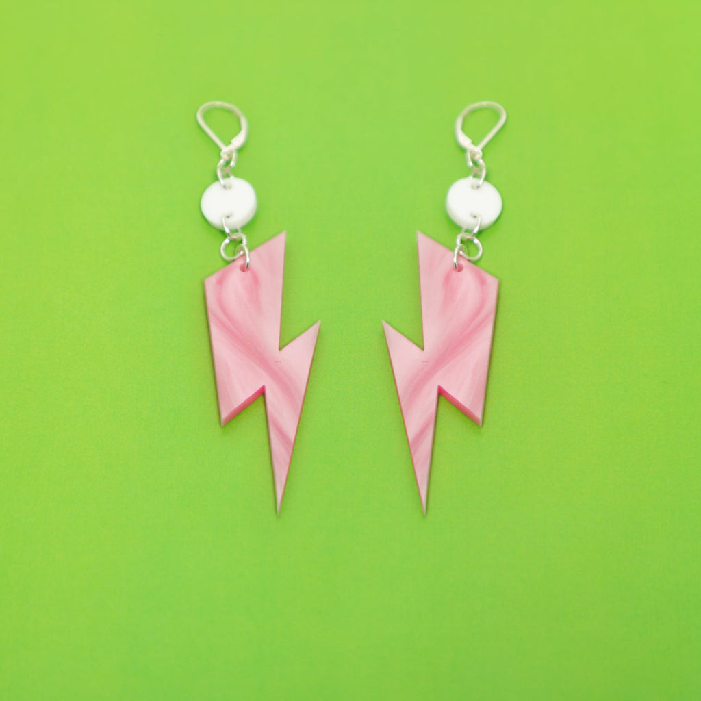 The Ziggy Bolt Dot & Chain Earrings