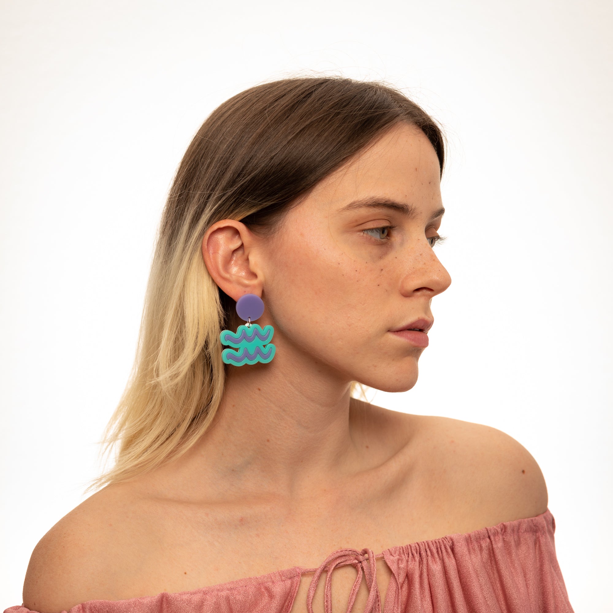 The Aquarius Sign Hanging Stud Earrings