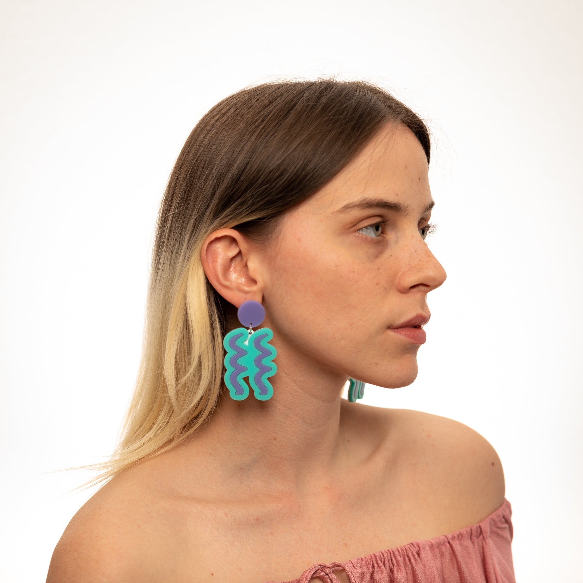 The Aquarius Sign Hanging Stud Earrings