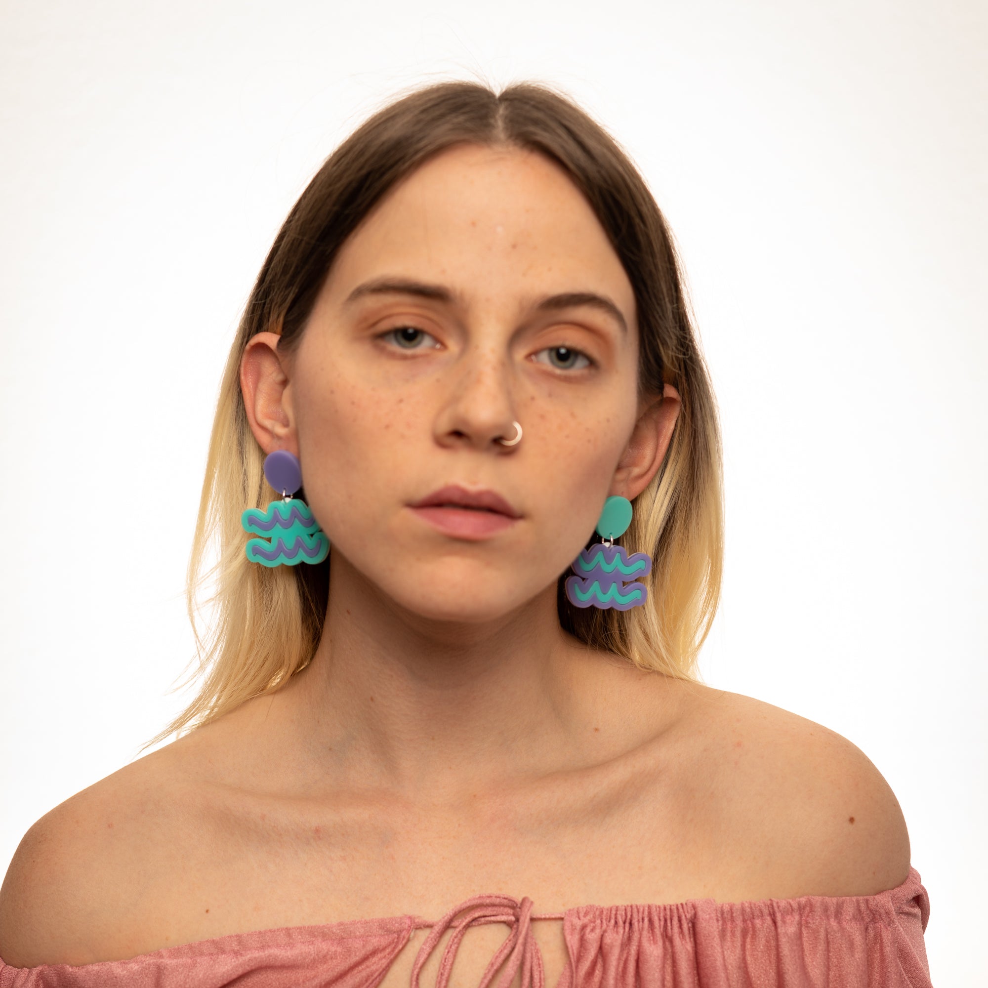 The Aquarius Sign Hanging Stud Earrings