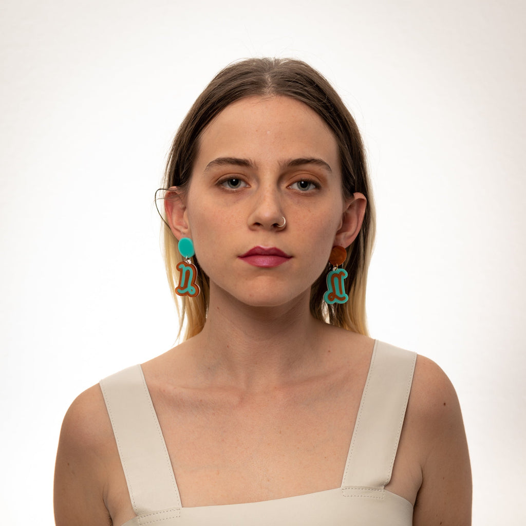 The Capricorn Sign Hanging Stud Earrings
