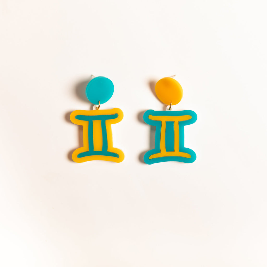 The Gemini Sign Hanging Stud Earrings
