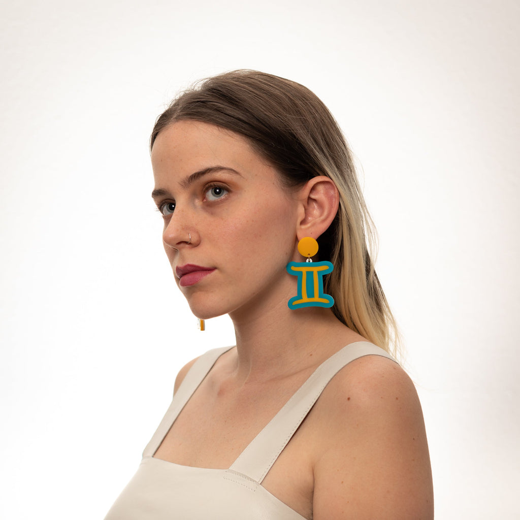 The Gemini Sign Hanging Stud Earrings