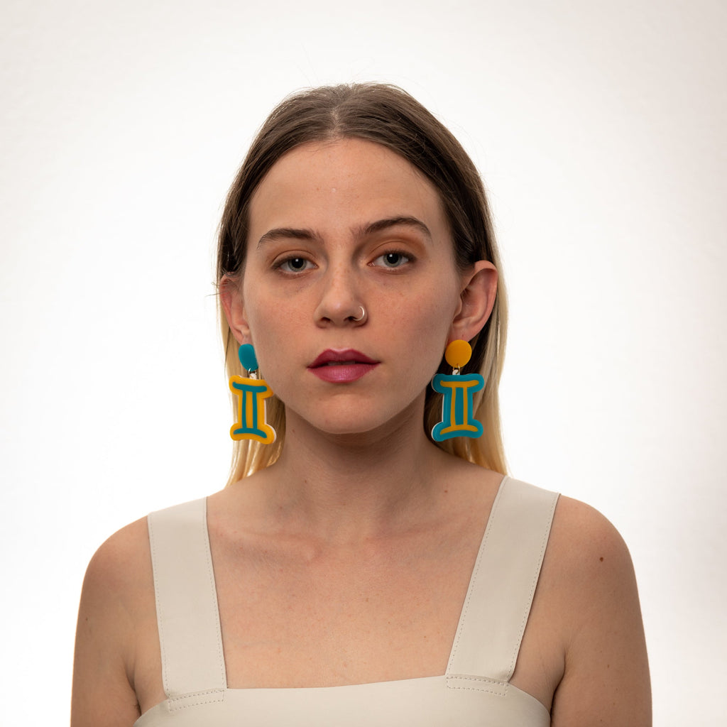 The Gemini Sign Hanging Stud Earrings