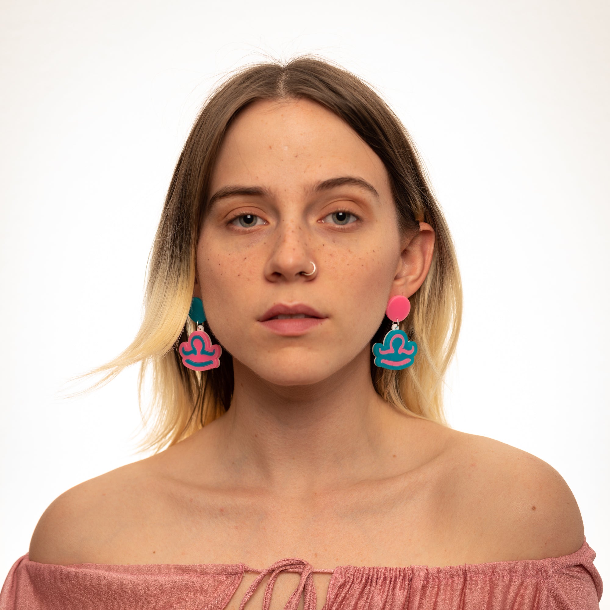 The Libra Sign Hanging Stud Earrings