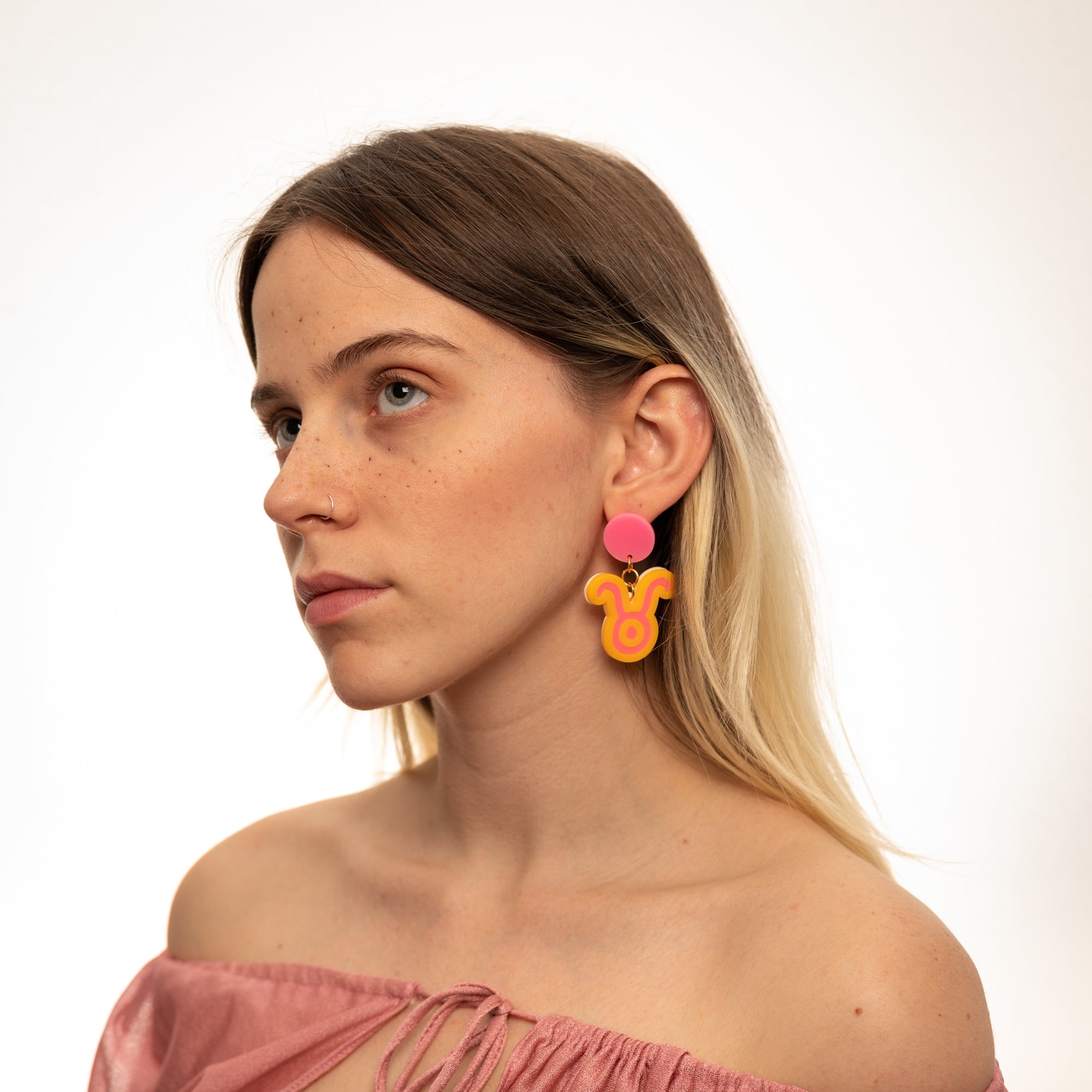 The Taurus Sign Hanging Stud Earrings