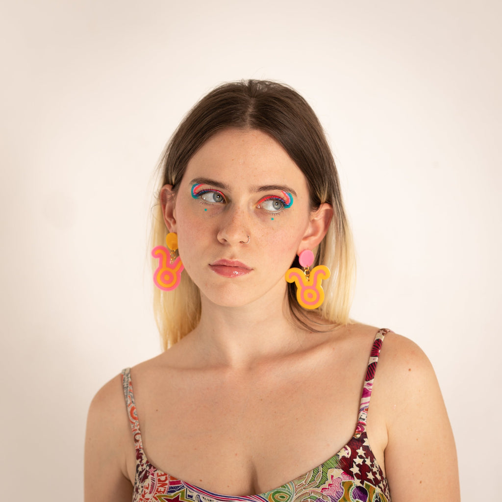 The Taurus Sign Hanging Stud Earrings