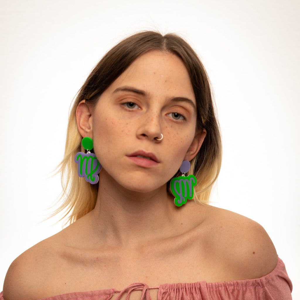 The Virgo Sign Hanging Stud Earrings