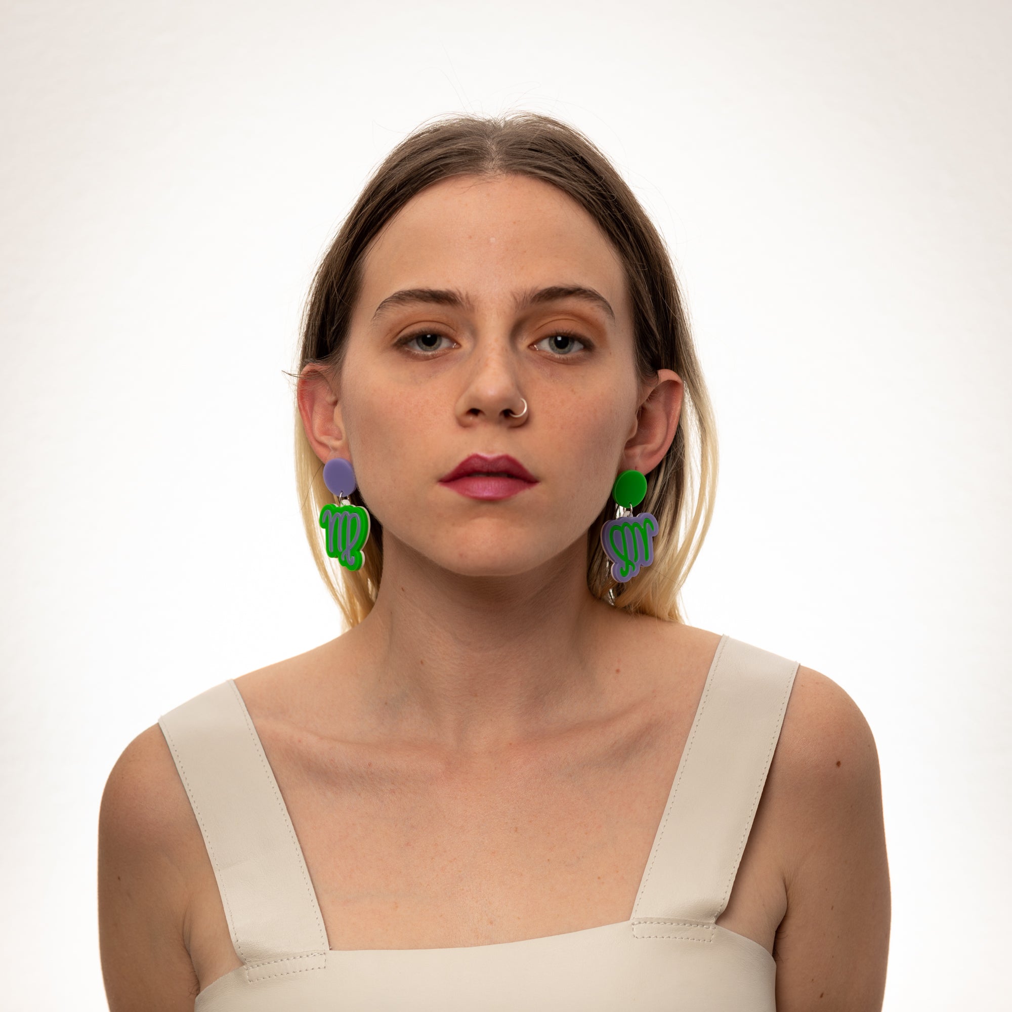 The Virgo Sign Hanging Stud Earrings