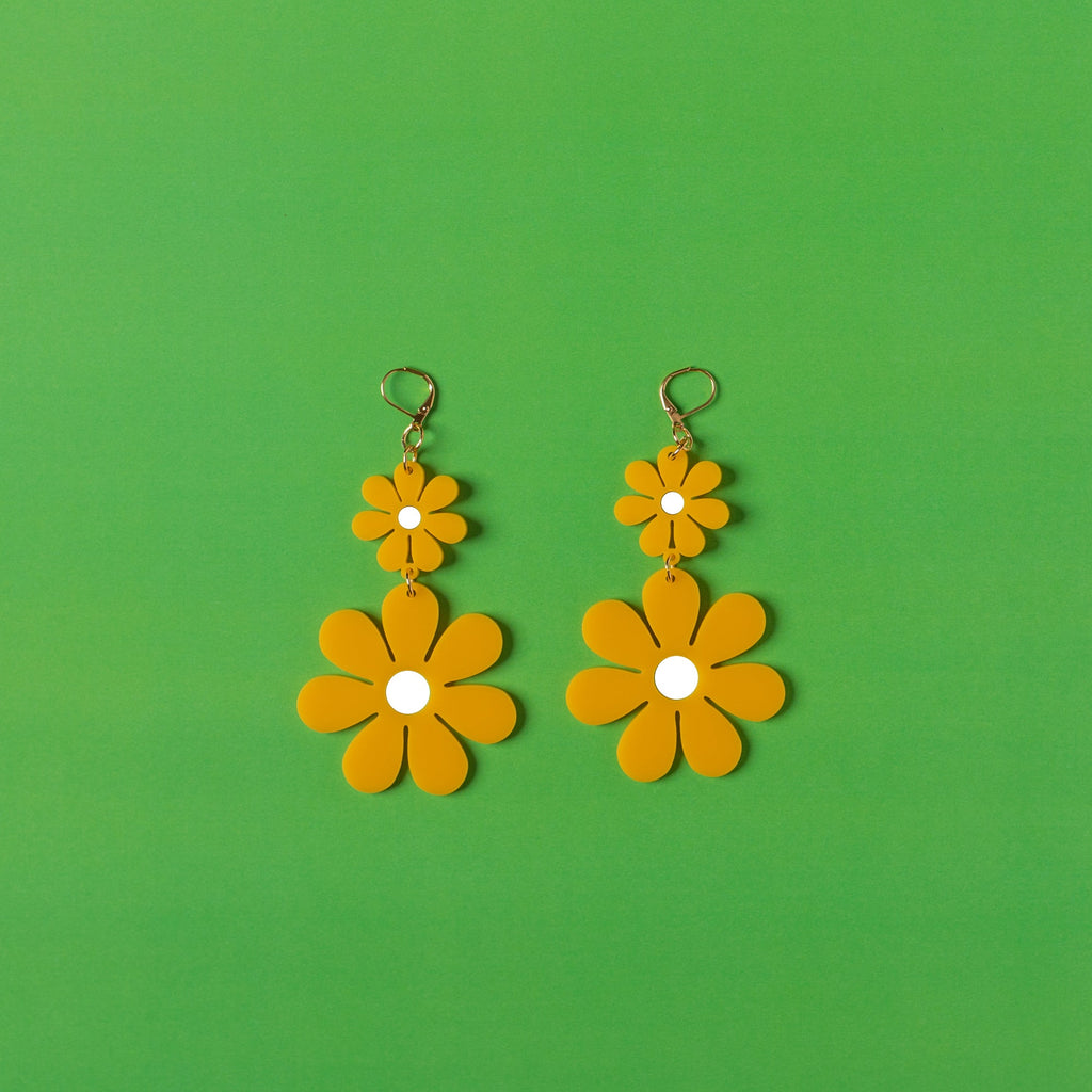 The Double Daisy Dangle Earrings