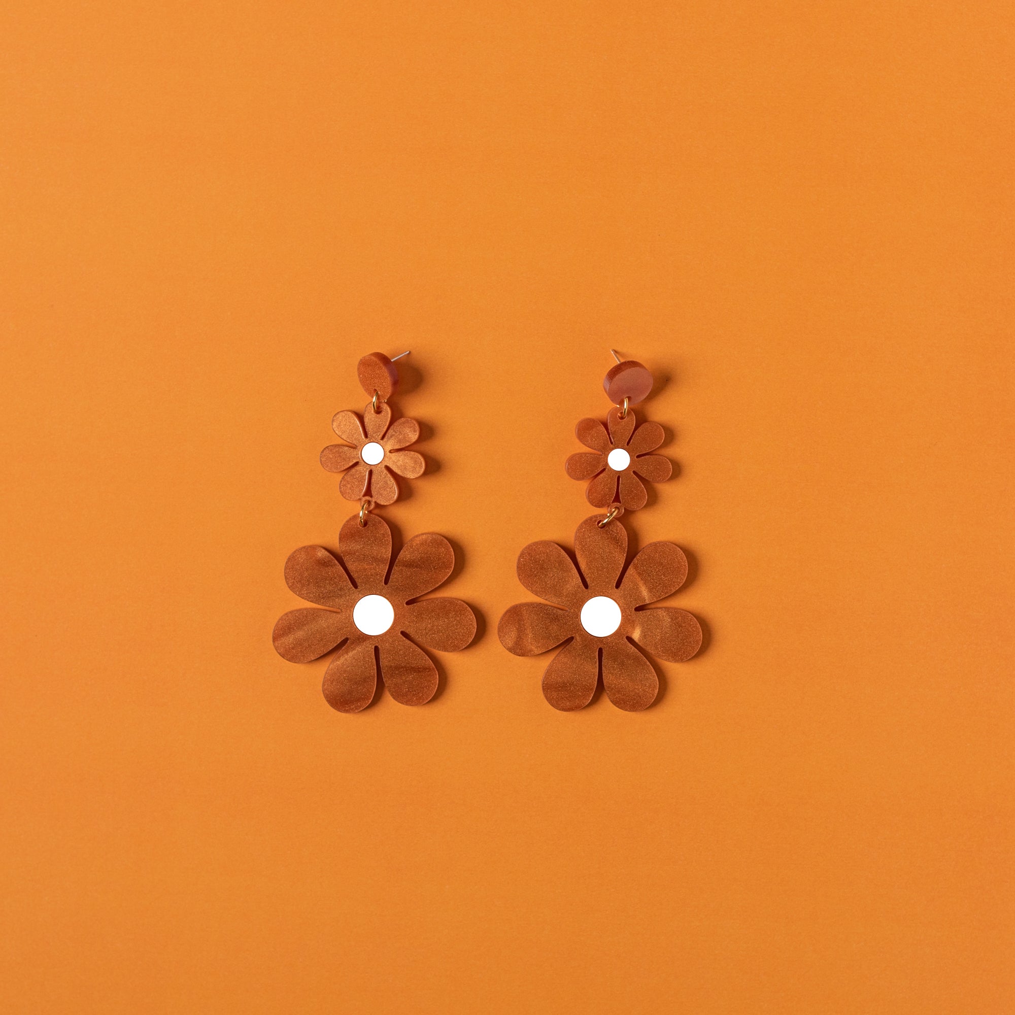 The Double Daisy Hanging Stud Earrings