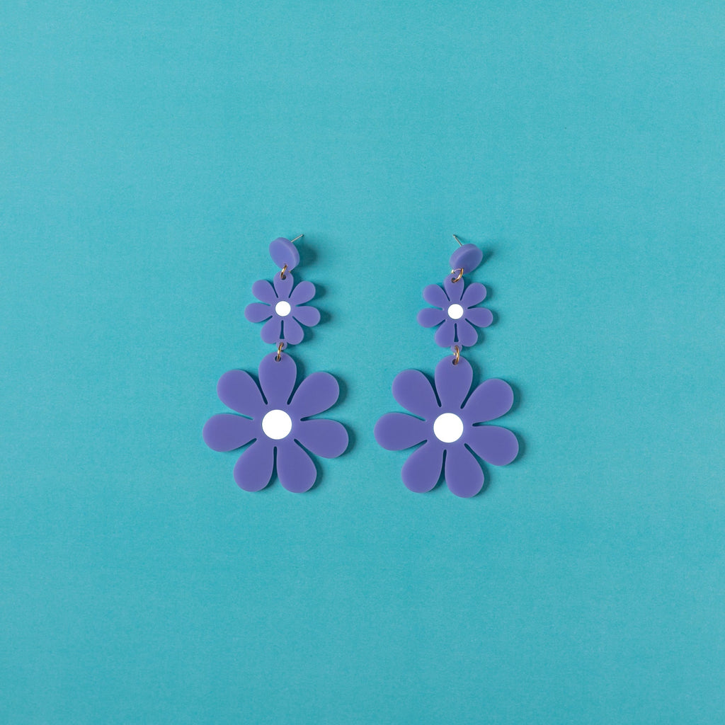 The Double Daisy Hanging Stud Earrings