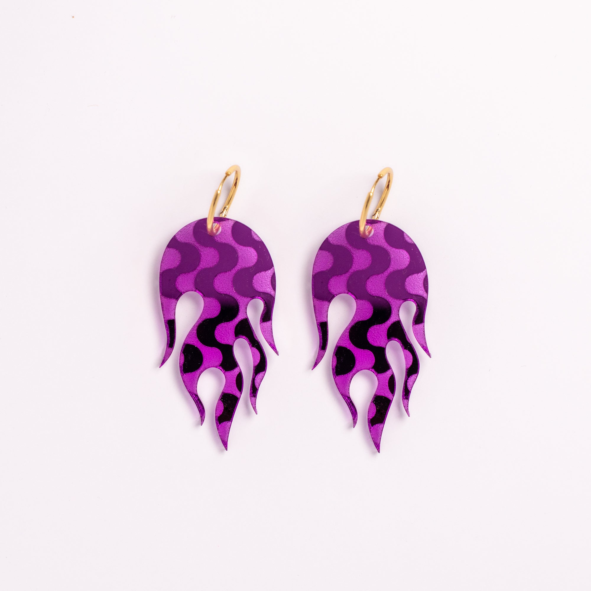 Engraved Flame Hoop Earrings