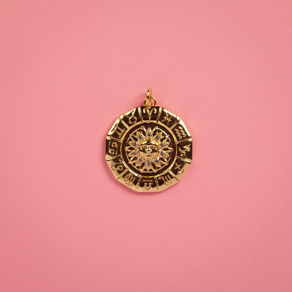 Zodiac Wheel Pendant Charm & Necklace