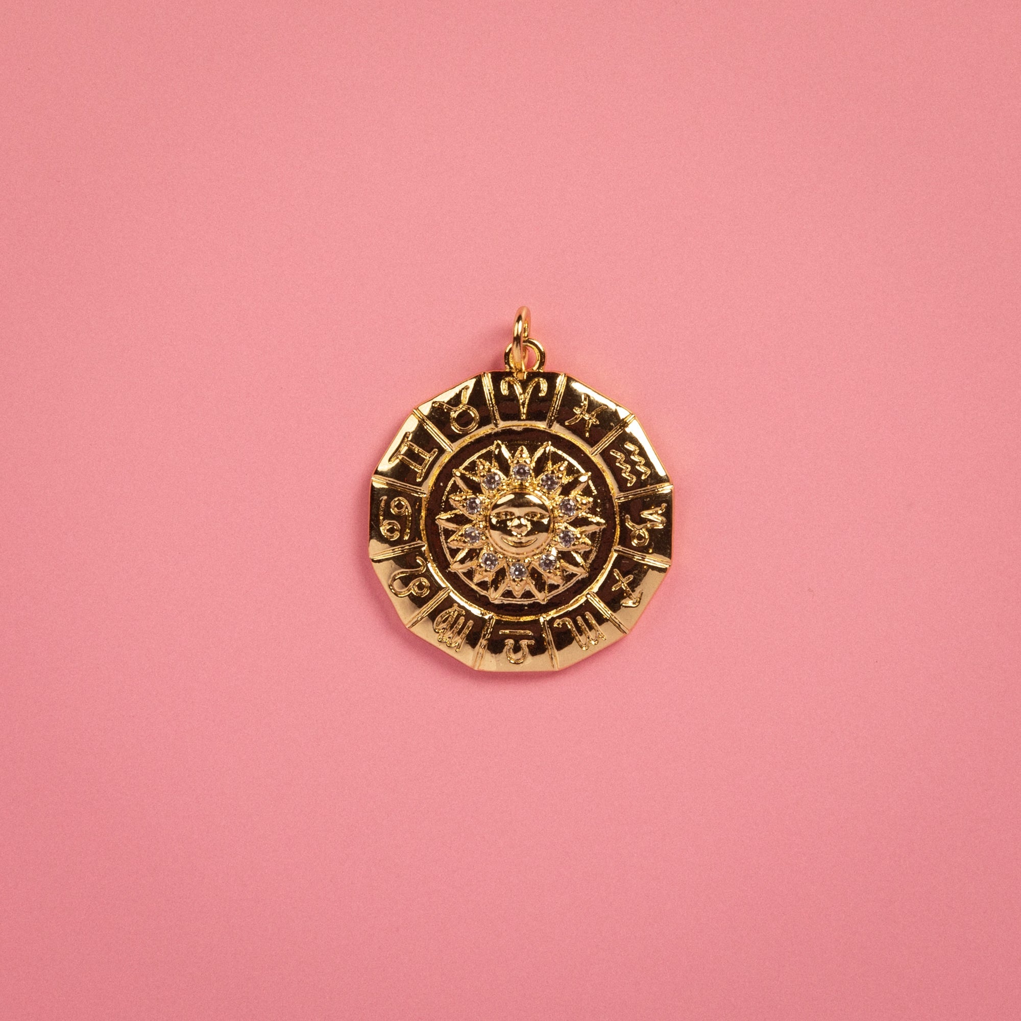 Zodiac Wheel Pendant Charm & Necklace