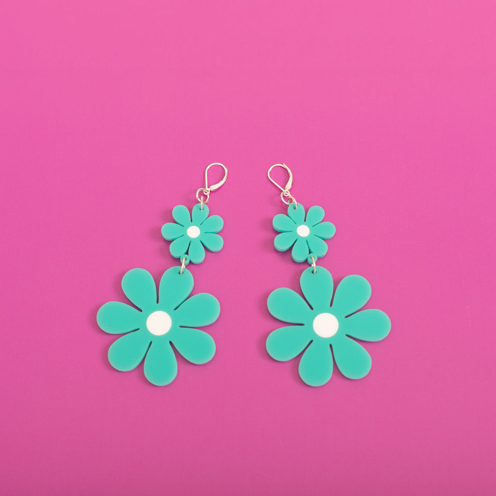 The Double Daisy Dangle Earrings